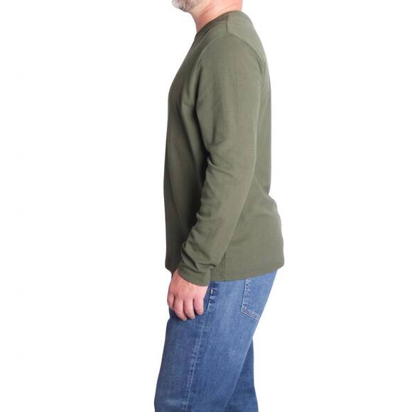 NEW VINCE micro waffle crewneck top in driver green